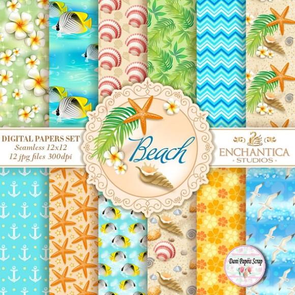 Kit Digital Papel Praia