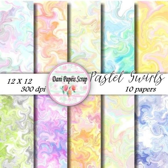 Kit Digital Papel Pastel Swirls