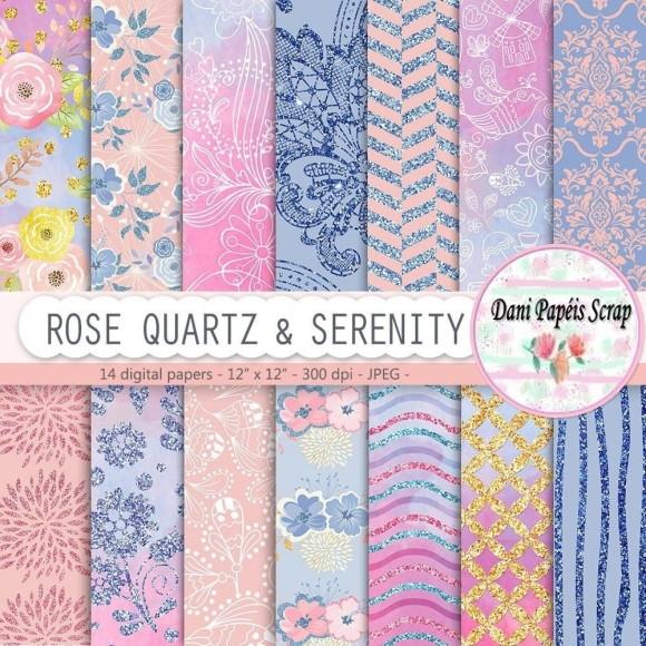 Kit Digital Papel Rose Quartz Serenity