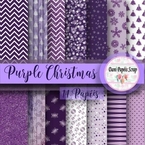 Kit Digital Papel Purple Christmas