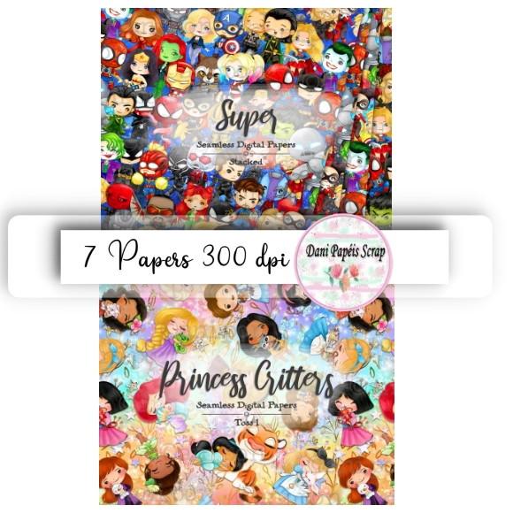 Kit Digital Papel Super e Princesas