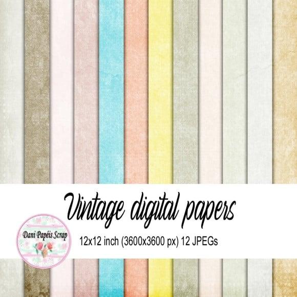 Kit Digital Papel Vintage Pastel
