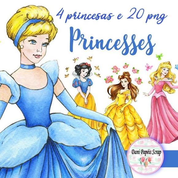 Kit Digital Princesas Aurora,bela,branca de Neve Cinderela