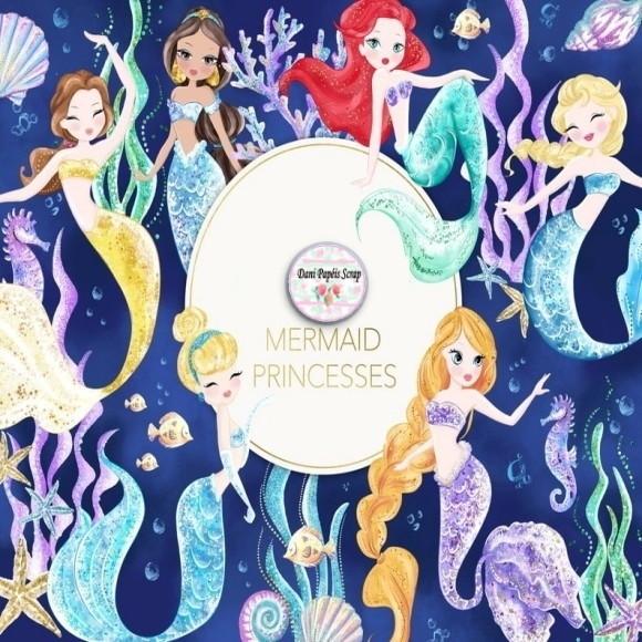 Kit Digital Princesas Sereias Aquarelado