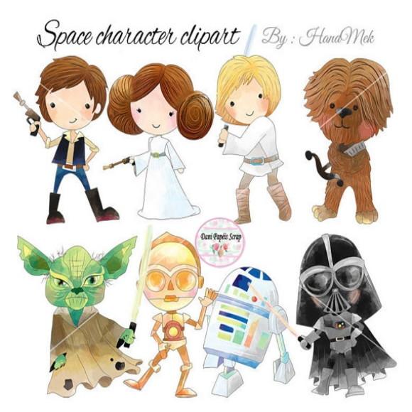 Kit Digital Space Character Clipart Aquarela