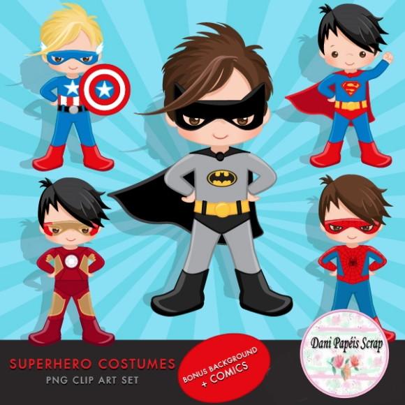 Kit Digital Superherois Costumes
