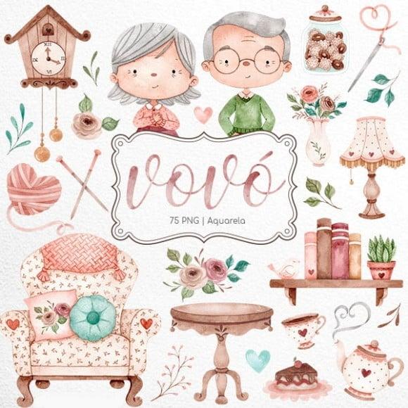 Kit Digital Vovô e Vovó Aquarela
