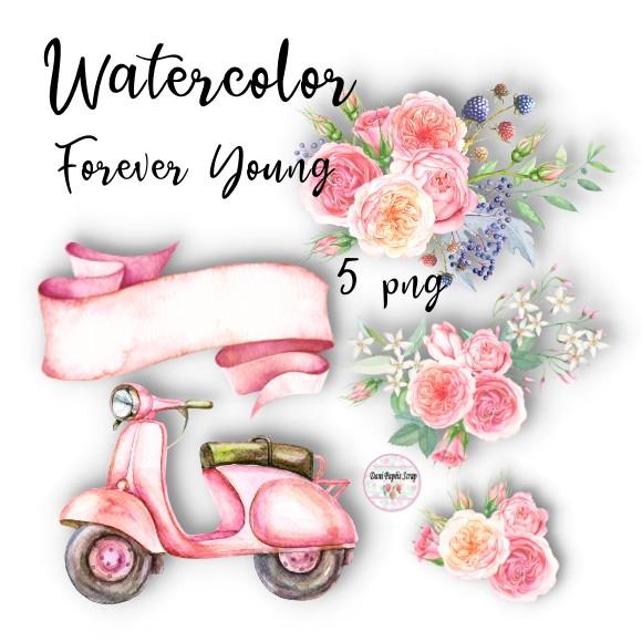 Kit Digital Watercolor Forever Young