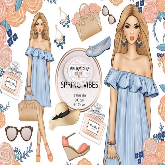 KIT PAPÉIS E CLIPARTS DIGITAIS SCRAP SPRING VIBES