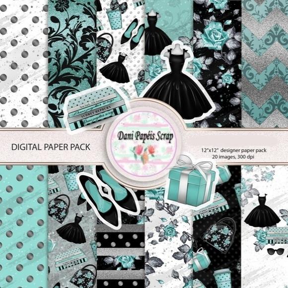 KIT PAPÉIS E CLIPARTS DIGITAIS SCRAP TIFFANY BUNNY