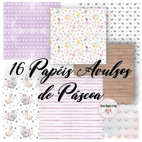 Kit Papel Digital 16 Papéis Avulso de Páscoa