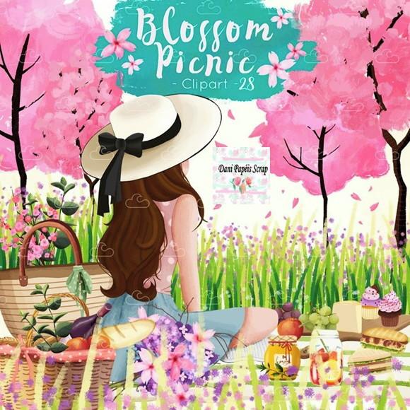 kit papel digital - Picnic das flores