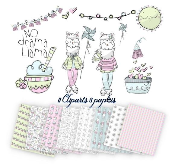 Kit Papel Digital Alpaca