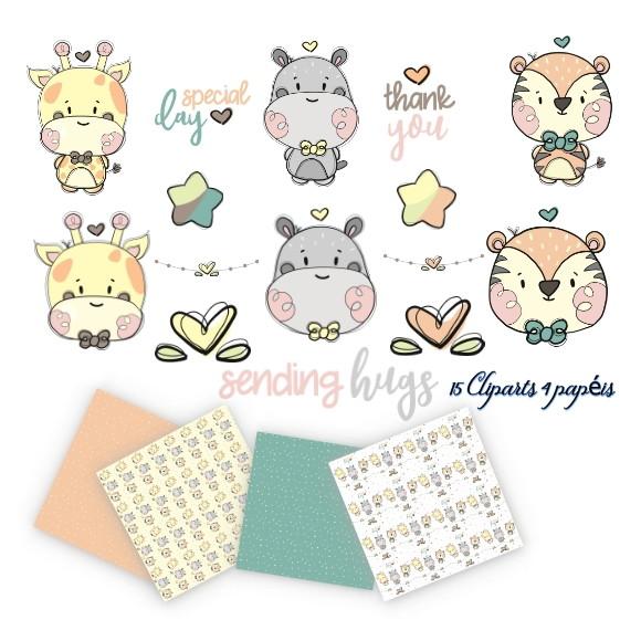 Kit Papel Digital Animais dois