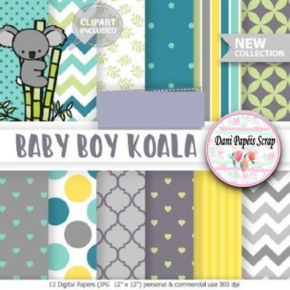 Kit Papel Digital Baby boy Koala