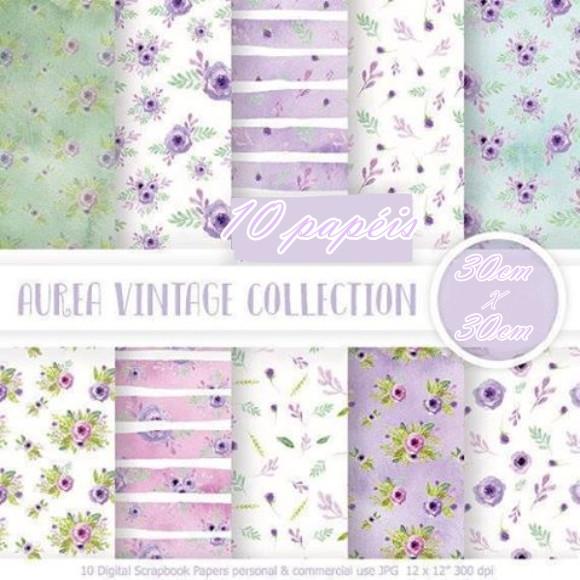 Kit Papel Digital Aurea Vintage Collection