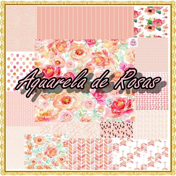 Kit Papel Digital aquarela de Rosas 15 papéis para scrapbook