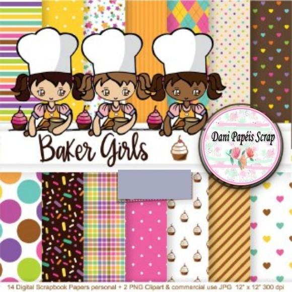 Kit Papel Digital Baker Girl