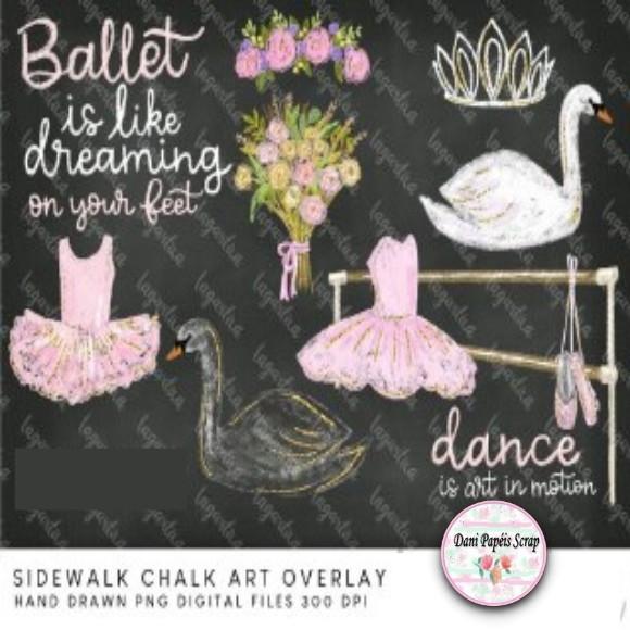 Kit Papel Digital ballet chalkboard art