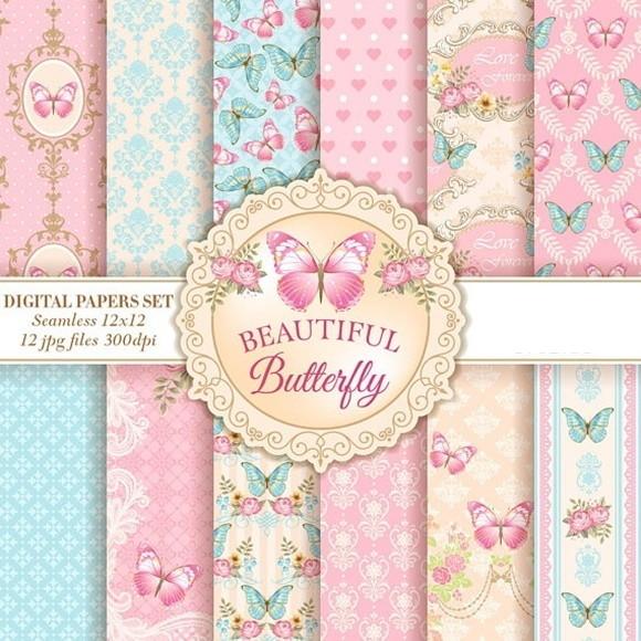 Kit Papel Digital Borboletas Lindas