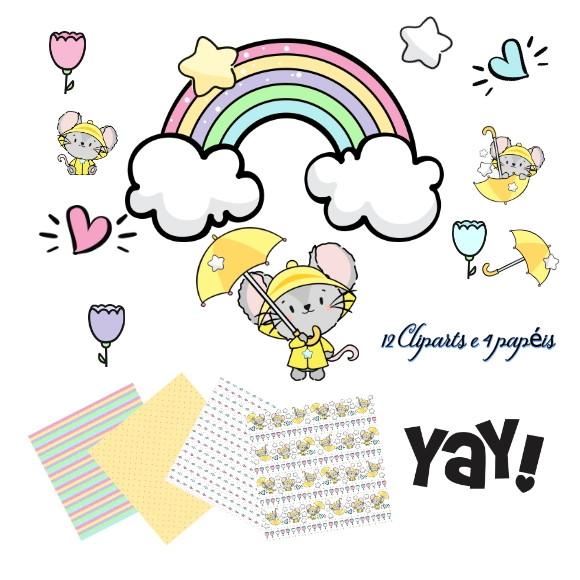 Kit Papel Digital Chuvas de Abril