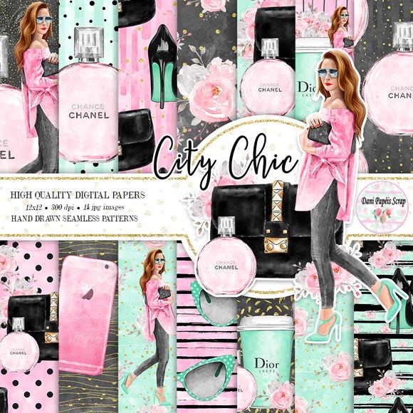 Kit Papel Digital Cidade Chique