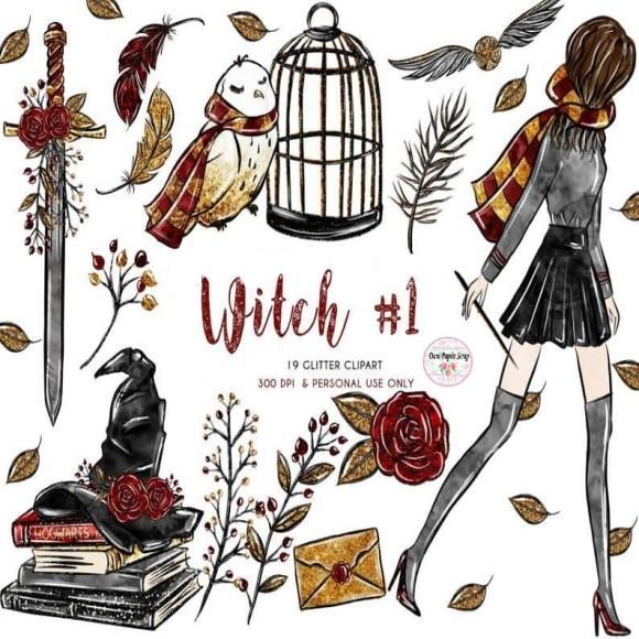 Kit Papel Digital e Cliparts Witch