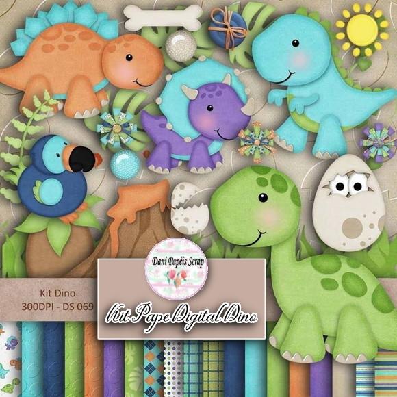 Kit Papel Digital Dino
