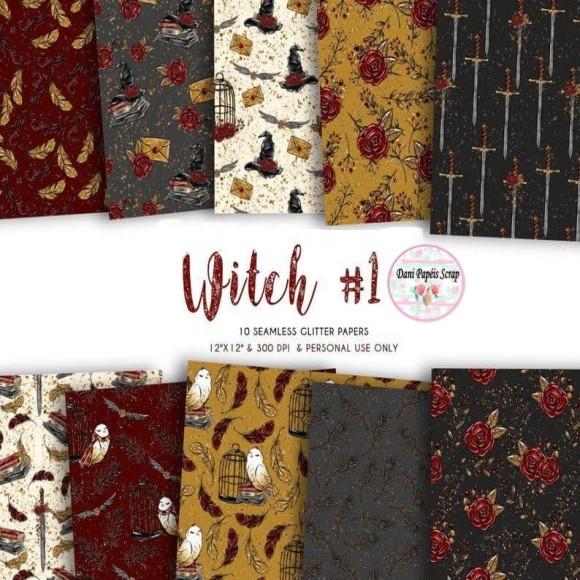 Kit Papel Digital e Cliparts Witch