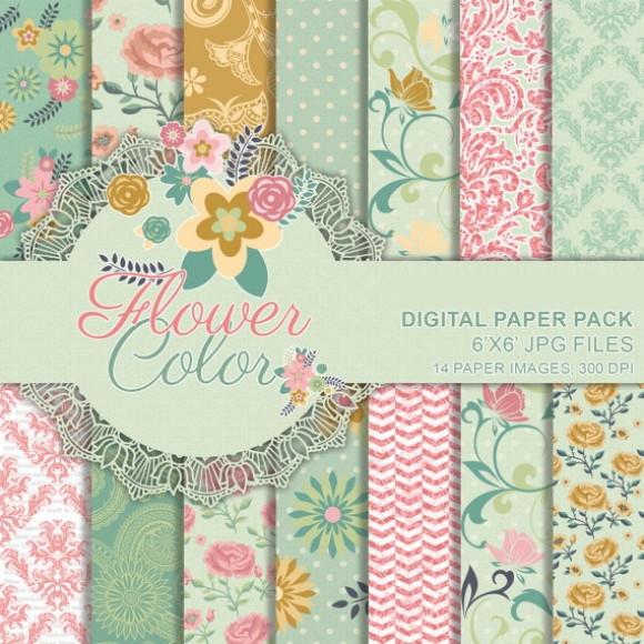 Kit Papel Digital Flowers Color