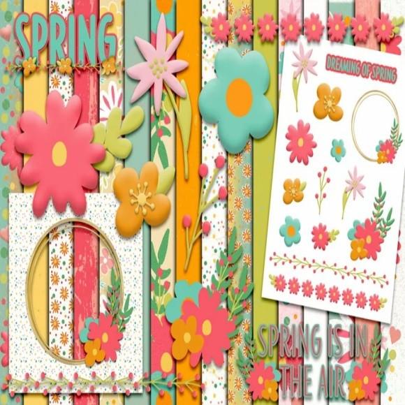 Kit Papel Digital Flores de Verão 16 Papéis