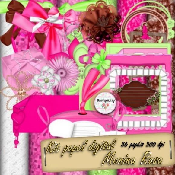 Kit Papel Digital Menina Rosa