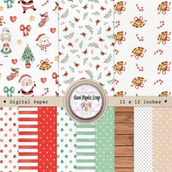 Kit Papel Digital Natal e Elementos