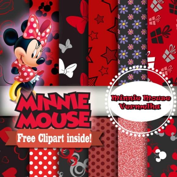Kit Papel Digital Minnie Vermelha