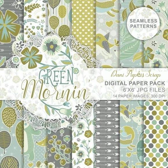 KIT PAPEL DIGITAL SCRAP VERDE FROU