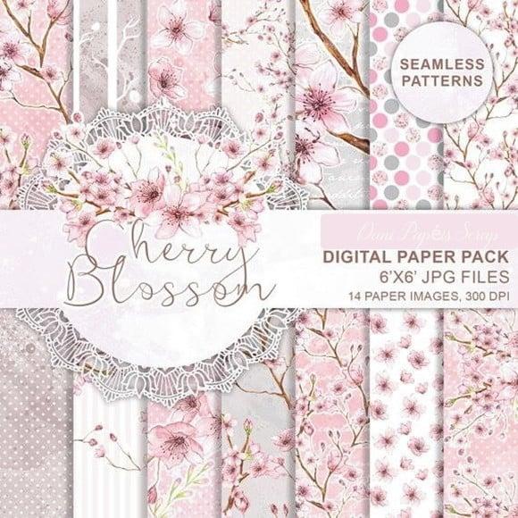 Kit Papel Digital Scrapflor D Cerejeira Frou