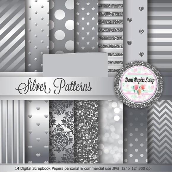 Kit Papel Digital Silver Patterns