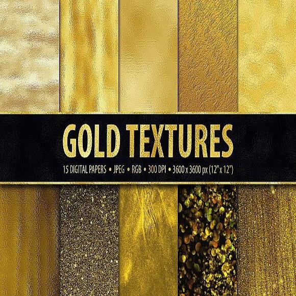 Kit Papel Digital Scrapbook Gold