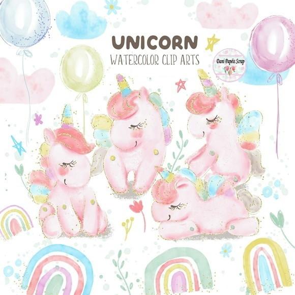 Kit Papel digital unicorn world