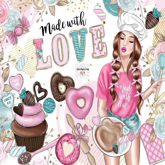 KIT PAPEL E CLIPARTS DIGITAL FEITO COM AMOR