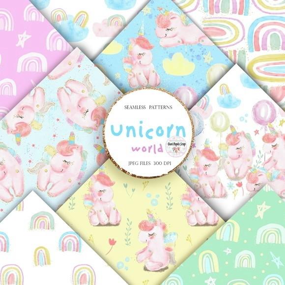 Kit Papel digital unicorn world