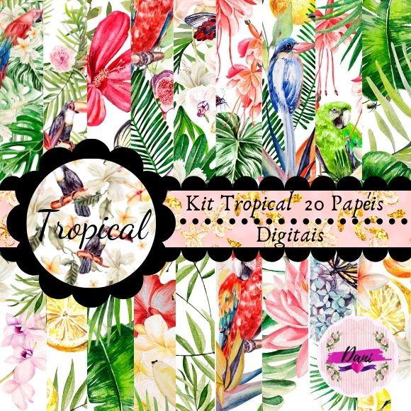 Kit Scrapbook Digital Tropical papel