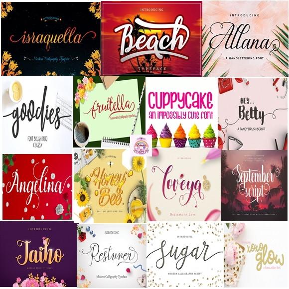 Pacote de fonts Cursivas para convites e Posters