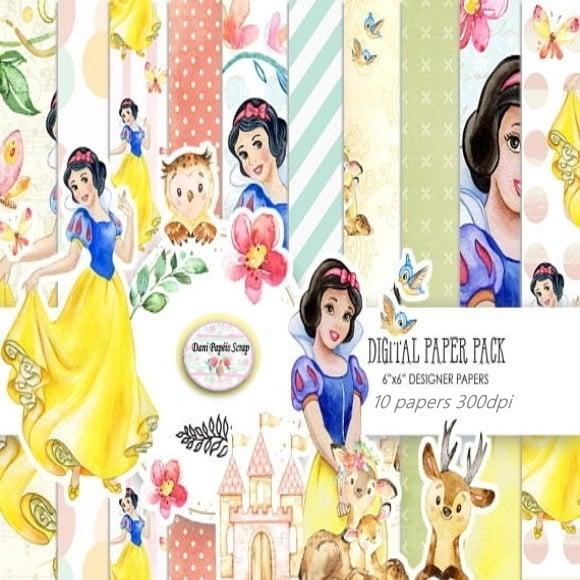 Papel Digital Branca de Neve Rustic Melody