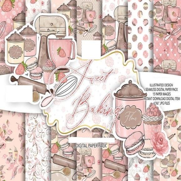 Papel Digital Cozinha Rosa