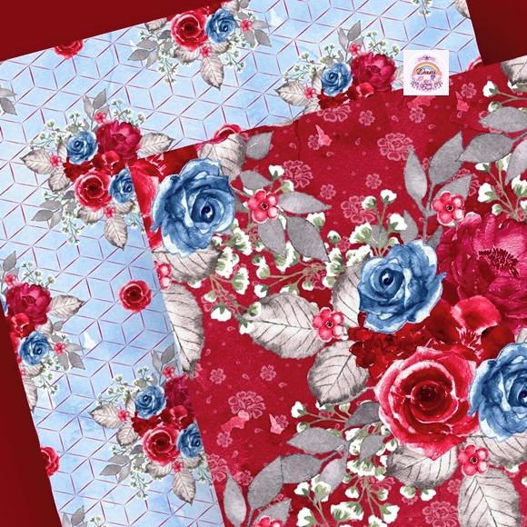 Papel Digital Floral Scrap Luxo 12 Papéis