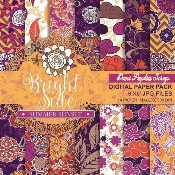 PAPEL DIGITAL SCRAP BRIGHT SIDE SUMMER SUNSET FROU