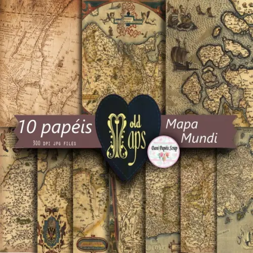 10 Papéis Digitais Mapa Mundi