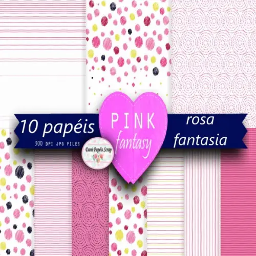 10 Papéis Digitais Rosa Fantasia