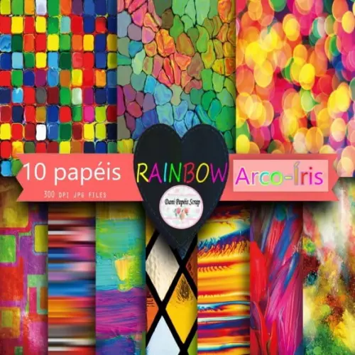 10 Papéis Digitais Rainbow Arco-íris